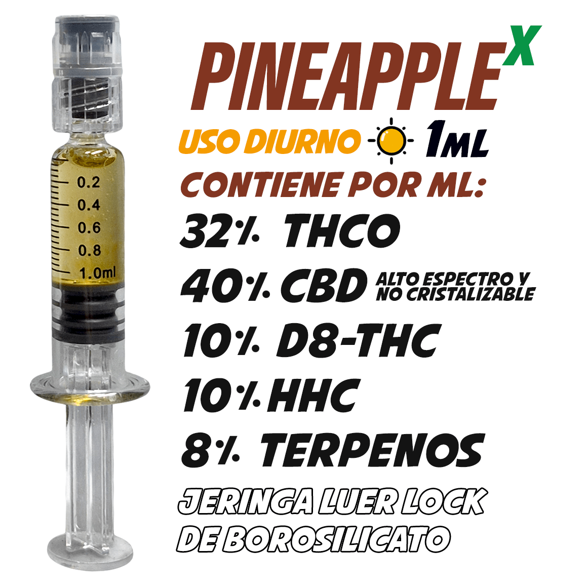 Recarga Pineapple X en Jeringa | Uso Diurno directo en Colombia | Connabis Colombia