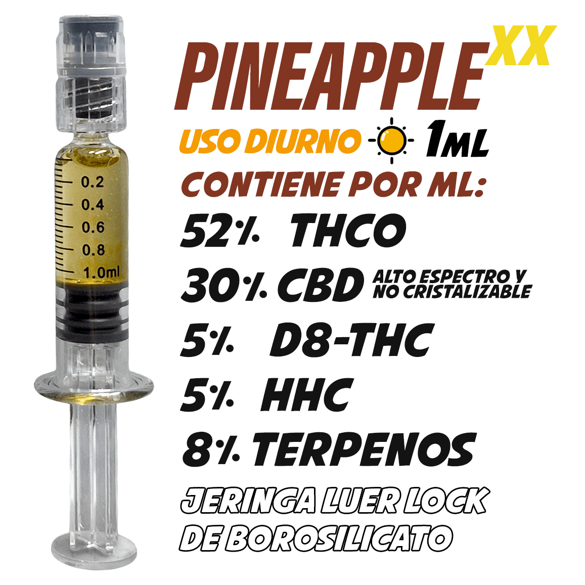 Recarga Pineapple XX en Jeringa | Uso Diurno directo en Colombia | Connabis Colombia