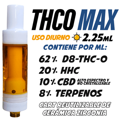Cartucho Reutilizable de Cerámica 2.25 mL | THCO MAX | Uso Diurno directo en Colombia | Connabis Colombia